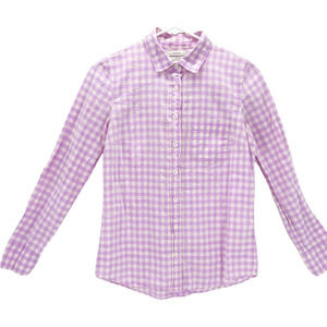 J Crew Women's Gingham Classic Button Down Shirt Boy Long Sleeve Top Purple 00